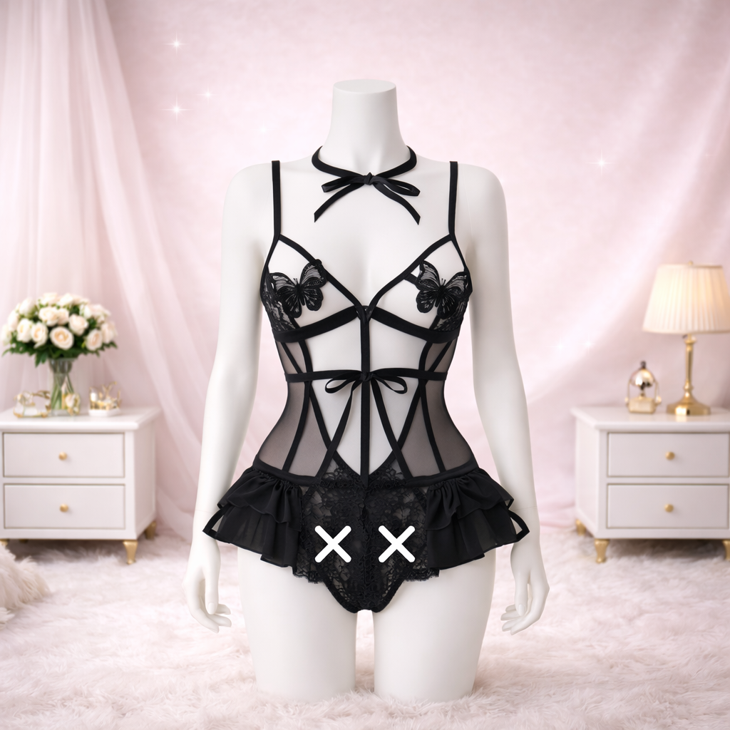 Butterfly Lace Strappy Bodysuit