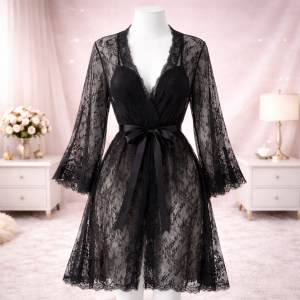 Sheer Lace Cardigan Night Dress