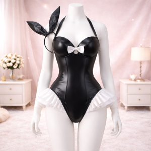 PU Bunny Faux Leather Bodysuit