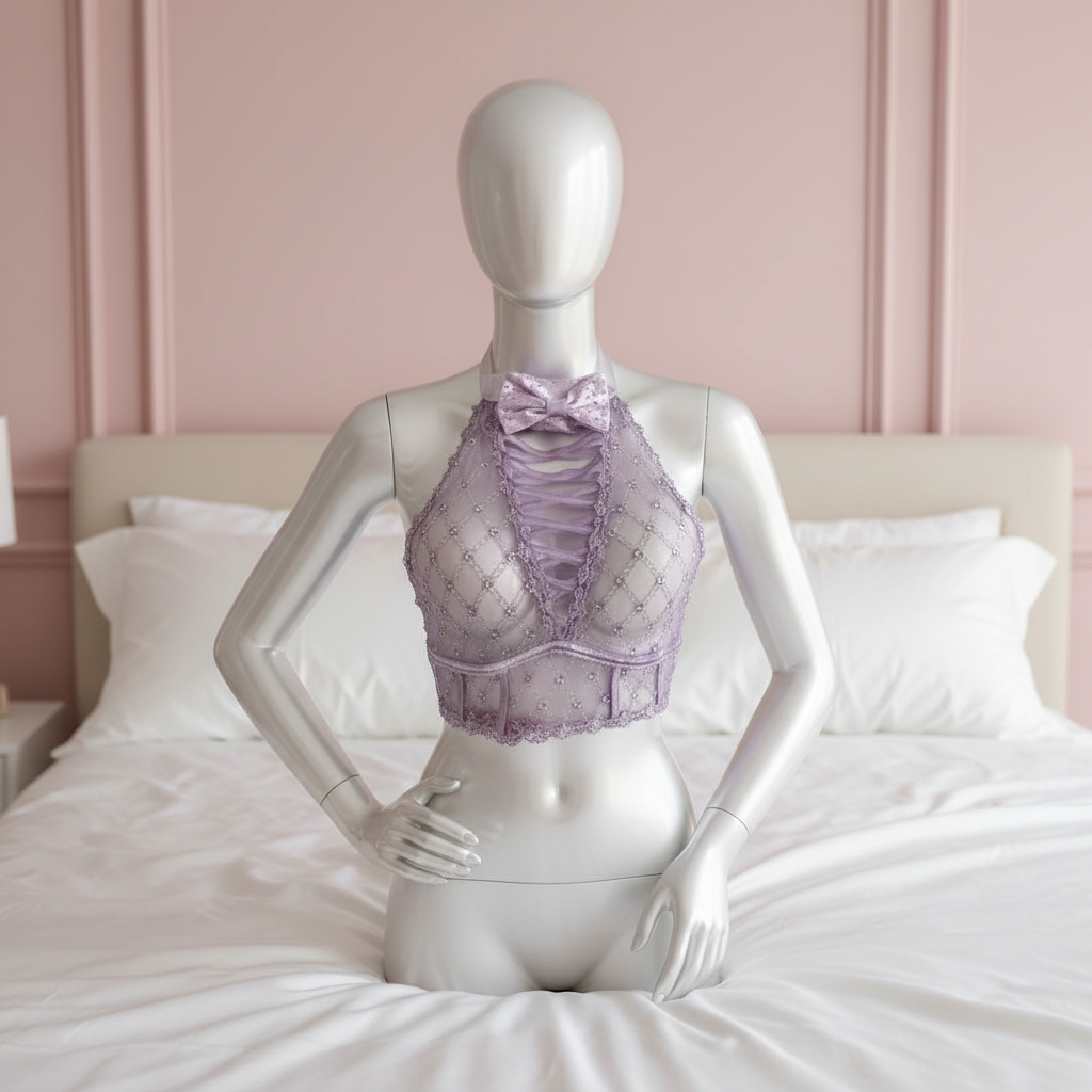 YUQI Minimizer Bra Set for Large Cups (DD+) with Sweetheart Bow Detail