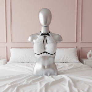 French Lace Halter Bra – Wireless Breathable Back Design