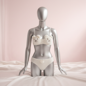 Cute Bear Plush Bralette – Japanese-Inspired Winter Lingerie