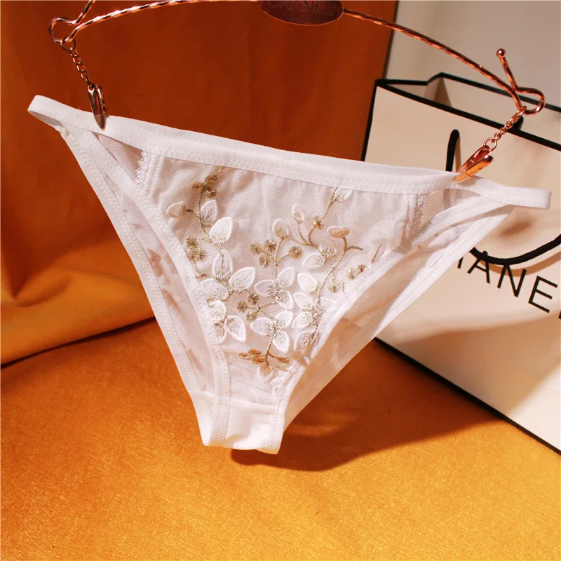 Lace Embroidered Mesh Panties – Low Waist French Luxury Underwear - Image 7