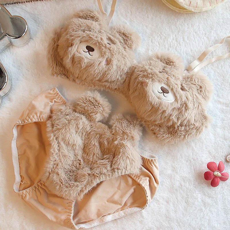 Cute Bear Plush Bralette – Japanese-Inspired Winter Lingerie - Image 7