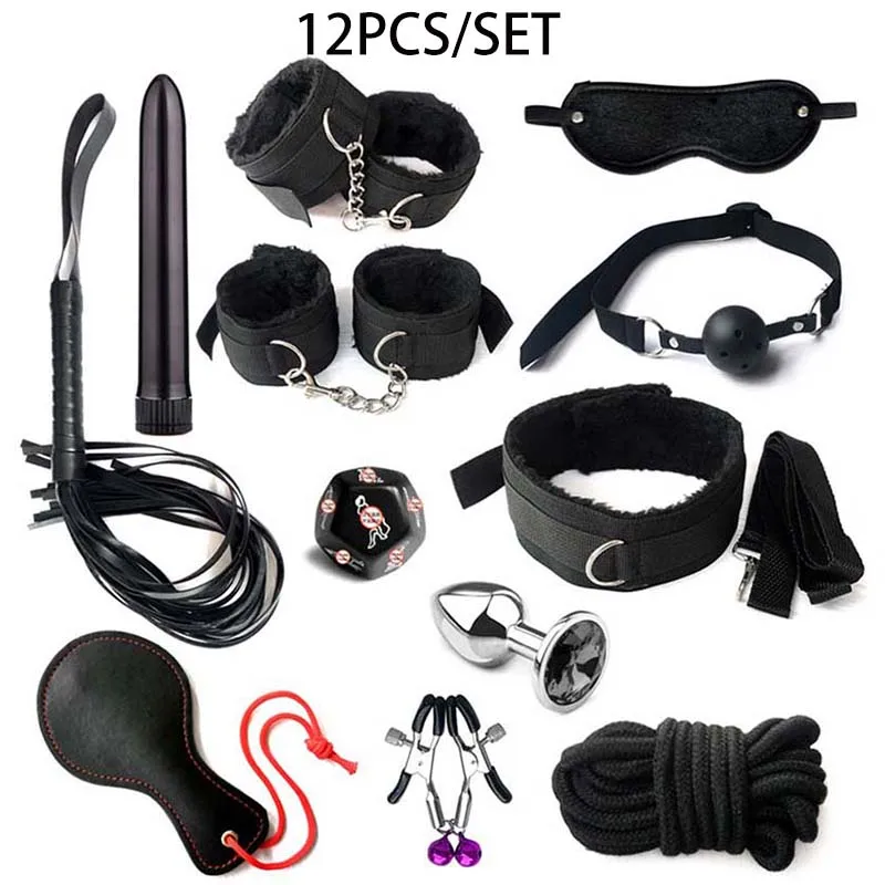 Complete BDSM Bondage Kit with Handcuffs, Gag, Whip, Nipple Clamps & Tail Plug - Image 11