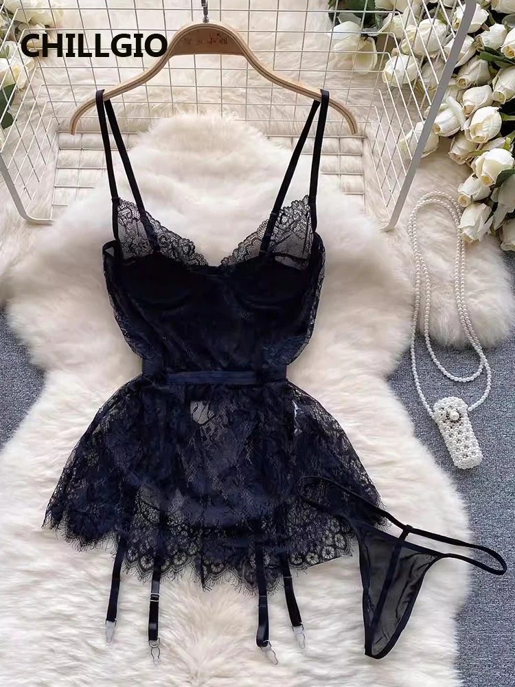 Floral Lace Spaghetti Strap Night Dress - Image 2