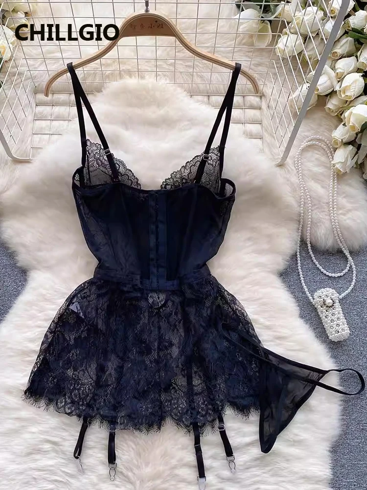 Floral Lace Spaghetti Strap Night Dress - Image 3