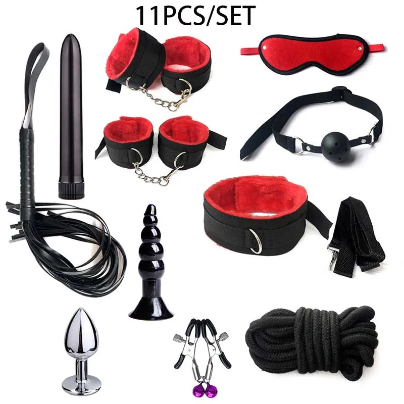 Complete BDSM Bondage Kit with Handcuffs, Gag, Whip, Nipple Clamps & Tail Plug - Image 14