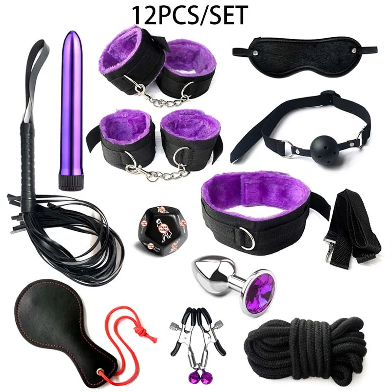 Complete BDSM Bondage Kit with Handcuffs, Gag, Whip, Nipple Clamps & Tail Plug - Image 9