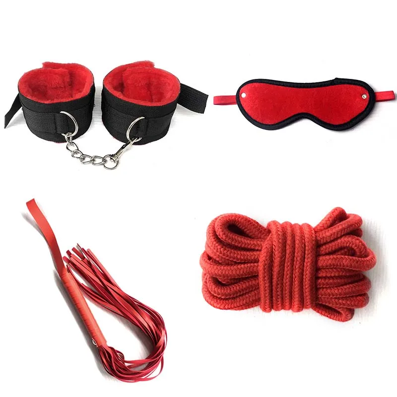 Complete BDSM Bondage Kit with Handcuffs, Gag, Whip, Nipple Clamps & Tail Plug - Image 4