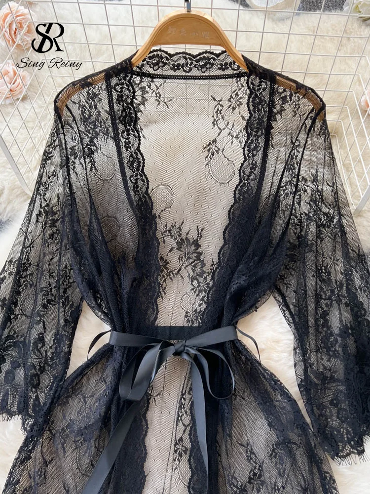 Sheer Lace Cardigan Night Dress - Image 3