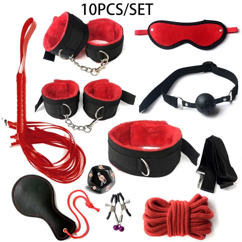 Complete BDSM Bondage Kit with Handcuffs, Gag, Whip, Nipple Clamps & Tail Plug - Image 8