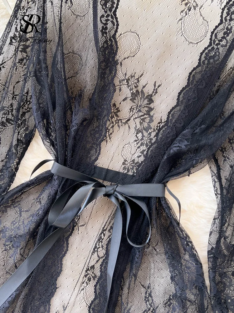 Sheer Lace Cardigan Night Dress - Image 6