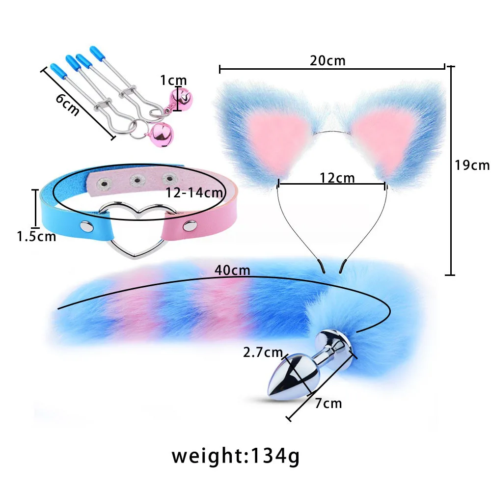 Faux Fur Costume Accessory Set with Adjustable Collar and Tail Plug - Image 6