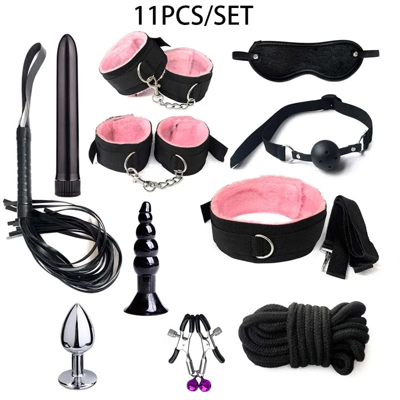 Complete BDSM Bondage Kit with Handcuffs, Gag, Whip, Nipple Clamps & Tail Plug - Image 13