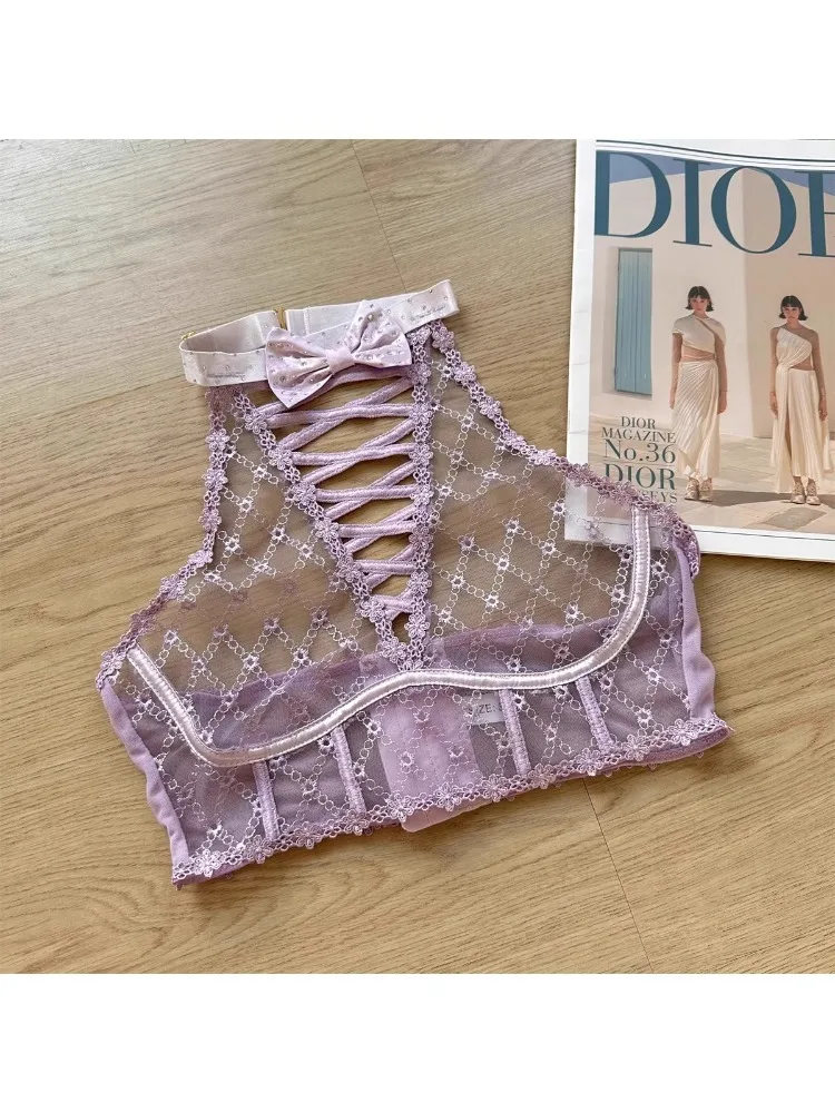 YUQI Minimizer Bra Set for Large Cups (DD+) with Sweetheart Bow Detail - Image 4