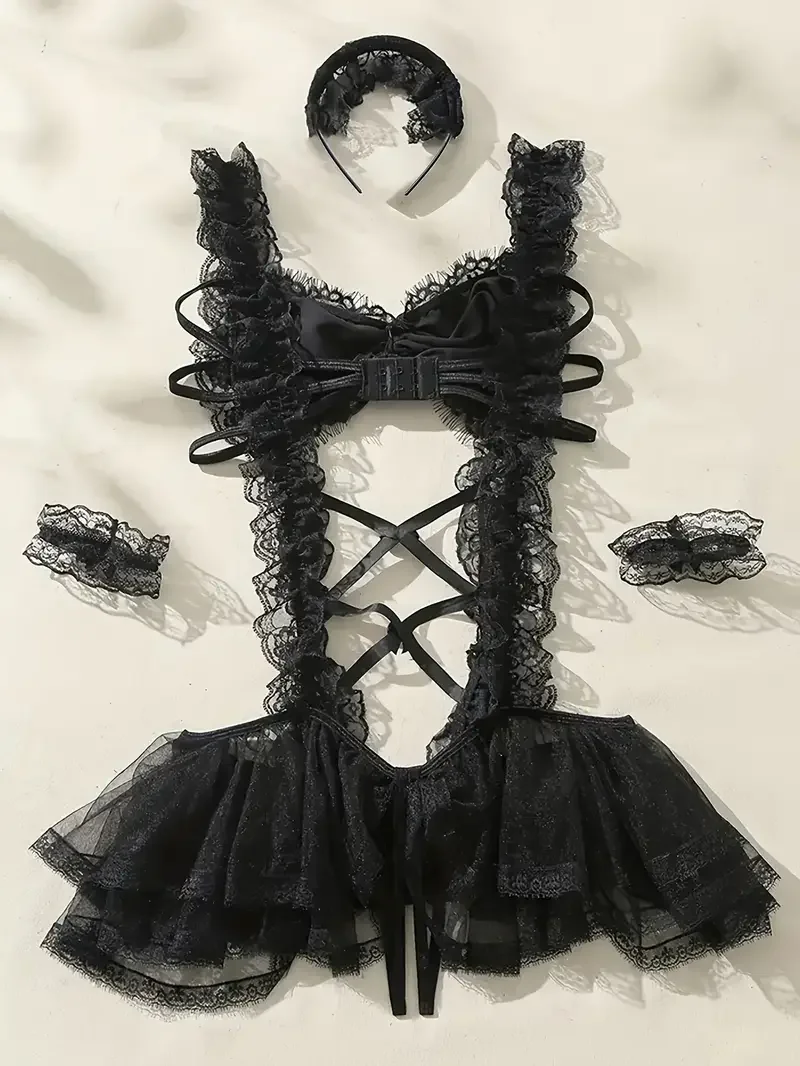 Classic French Maid Lace Costume Set - Image 5