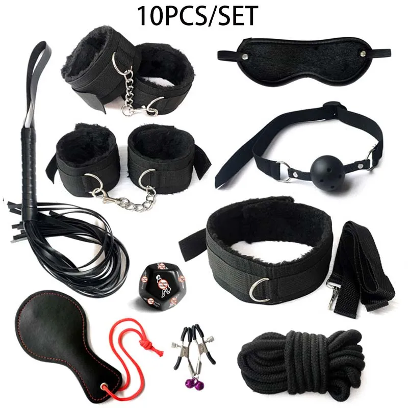 Complete BDSM Bondage Kit with Handcuffs, Gag, Whip, Nipple Clamps & Tail Plug - Image 7