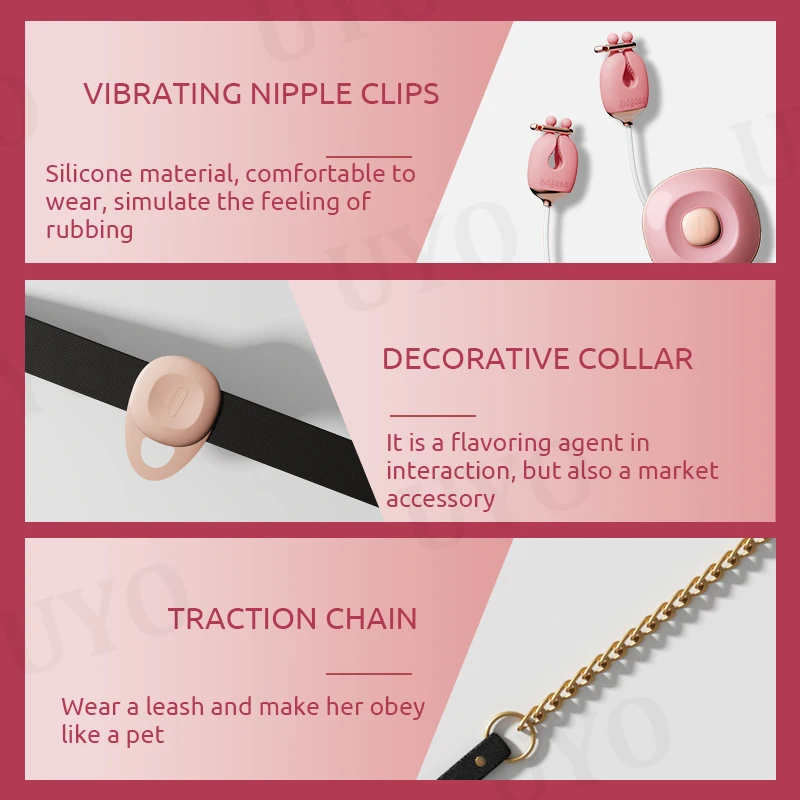 BDSM Nipple Stimulation Set with Collar & Chain - Image 2